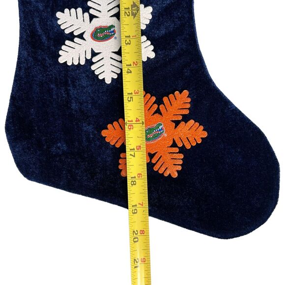 Florida Gators Christmas Stocking Velvety Blue Orange White Snowflakes UF Sports - Picture 11 of 12